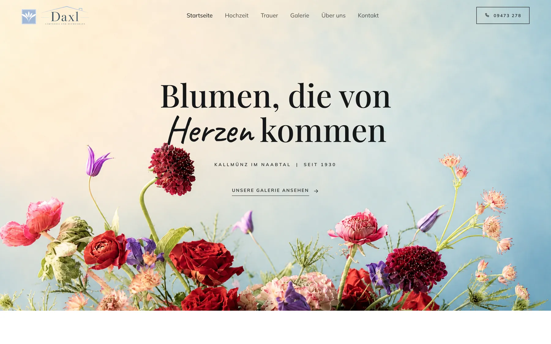 Website von Gärtnerei Daxl